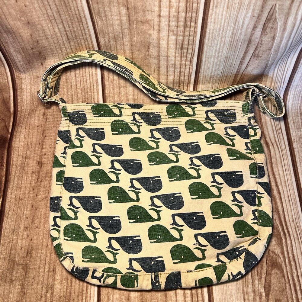 Bungalow 360 Whale Purse Tote REVERSIBLE /dots Shoulder Bag Canvas Green Blue - Picture 4 of 8